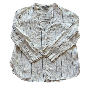 Zara Woman’s XL White Metallic Textured Long Sleeve Blouse